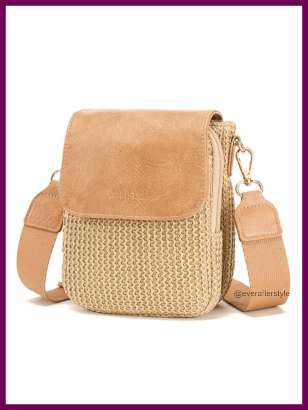 Faux Straw Woven Crossbody Bag RFID Wallet Small Summer Travel Purse
